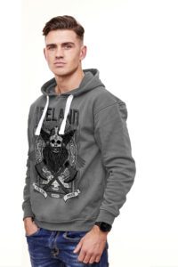 Men's Black grey hoodie Viking Graphic Print